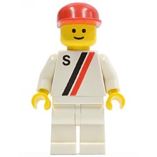 s008 'S' - White with Red-Black Stripe, White Legs, Red Cap